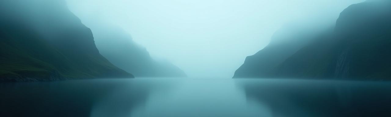 Norwegische Fjorde im Nebel